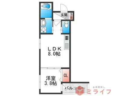 アーバンヴィラ平野(1LDK/2階)の間取り写真