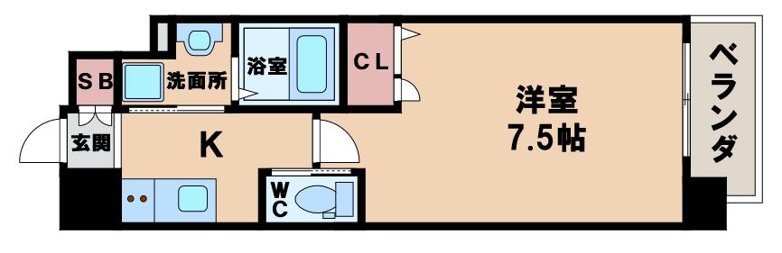 天王寺エルモ(1K/4階)の間取り写真