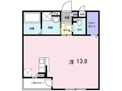 ひまわり(ワンルーム/2階)の間取り写真