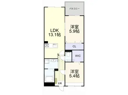 カームテラス(2LDK/1階)の間取り写真