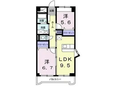 メゾン・アン・ソレイユIII(2LDK/1階)の間取り写真
