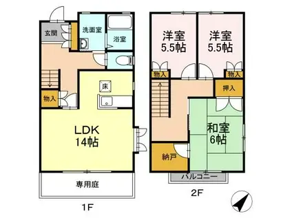 ニチカサウス D棟(3LDK/1階)の間取り写真