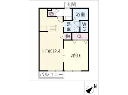 エルメゾン遠場(1LDK/1階)の間取り写真