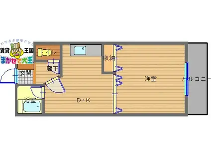 マイルーム梁川(1DK/2階)の間取り写真