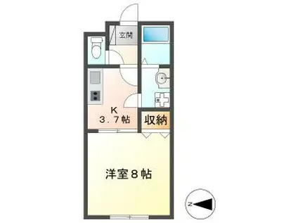 アムールSAE(1K/2階)の間取り写真
