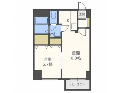 サントピア北大(1LDK/4階)の間取り写真