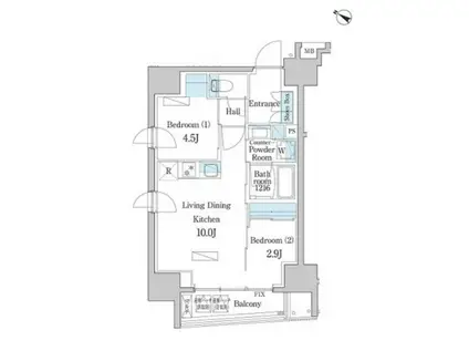 デュオフラッツ日本橋水天宮(2LDK/6階)の間取り写真