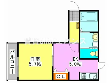 ホレス津田沼(1DK/1階)の間取り写真