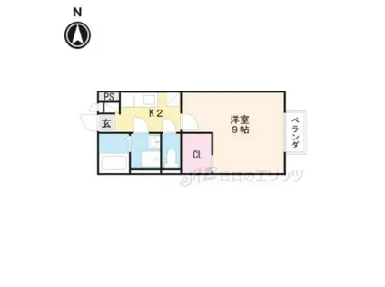 ビクトワール(1K/2階)の間取り写真