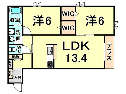 ヘーベルメゾン武庫北(2LDK/1階)の間取り写真