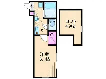 パピヨンIII(1K/2階)の間取り写真