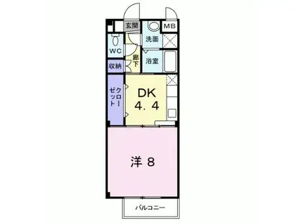 レトロヴィラI(1DK/2階)の間取り写真