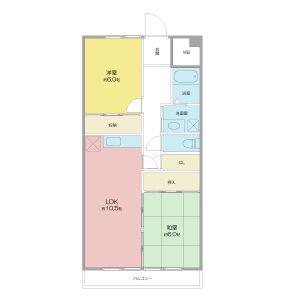 シャインビル(2LDK/4階)の間取り写真