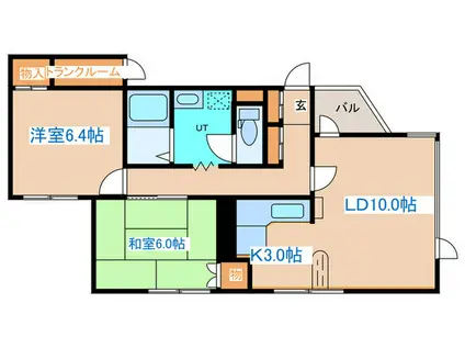 ヴァトンヒルズ宮の森(2LDK/1階)の間取り写真