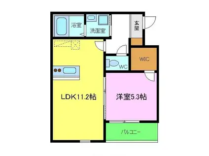 フレール Ⅰ番館(1LDK/2階)の間取り写真