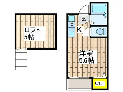 ドルフィン南藤沢(ワンルーム/1階)の間取り写真