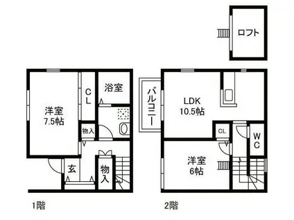 ラパンセレッソ I(2LDK/1階)の間取り写真