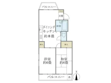ファミール若月(2DK/2階)の間取り写真