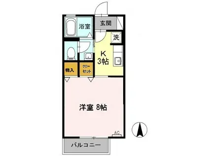 ハイツせみじまII(1K/1階)の間取り写真