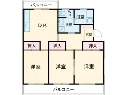 エルワンマンション(3DK/2階)の間取り写真