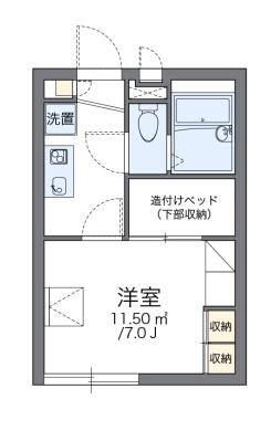 レオパレスウグイス(1K/1階)の間取り写真