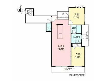 シャーメゾンステージ次郎丸(2LDK/2階)の間取り写真