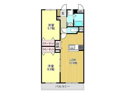シーショア・槇島(2LDK/4階)の間取り写真