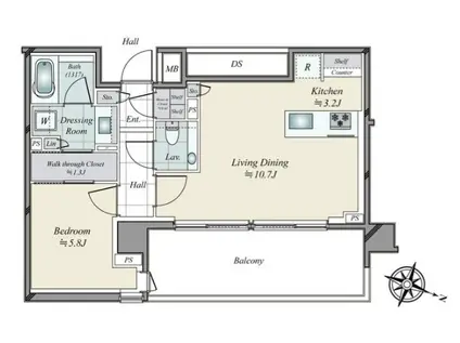 ザ・パークハウス千代田六番町(1LDK/4階)の間取り写真