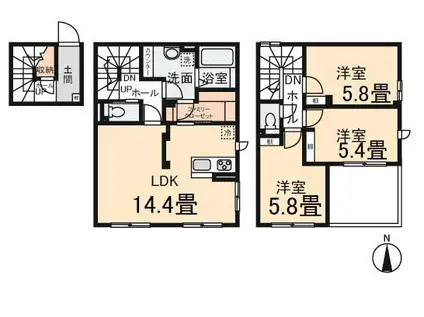 クレールムサシ(3LDK/2階)の間取り写真