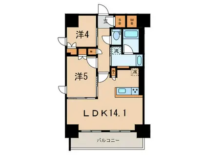 ブランシエスタ西宮(2LDK/8階)の間取り写真