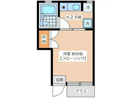 エヴァーグリーン(1K/1階)の間取り写真