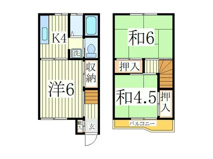 ジュネス・フラットC棟(3K/1階)の間取り写真