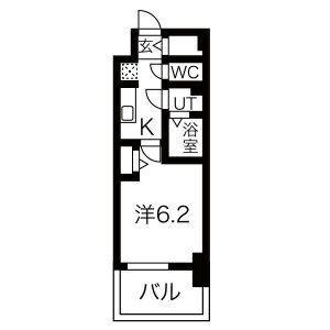 メイクス名駅南II(1K/12階)の間取り写真
