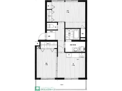 クレスト常盤平(2DK/1階)の間取り写真