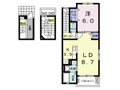 ジャスミン(1LDK/3階)の間取り写真