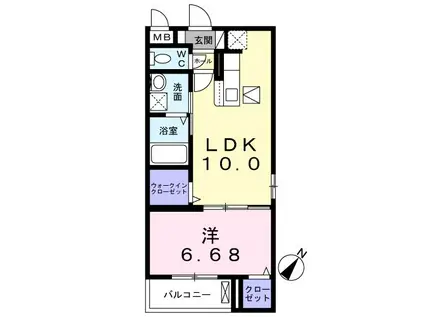 グランドール大和(1LDK/1階)の間取り写真