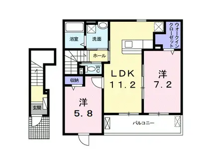 カノンVI(2LDK/2階)の間取り写真