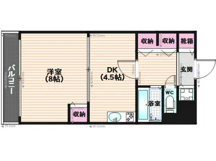 ベルエキップ大橋南II(1DK/2階)の間取り写真