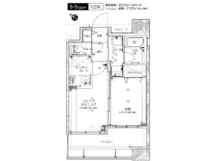 サンヒルズ薬院(1LDK/4階)の間取り写真