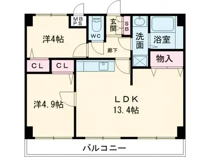 ライオンズマンション東青梅第三(2LDK/5階)の間取り写真