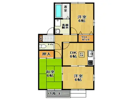 サンパレス登戸(3DK/1階)の間取り写真