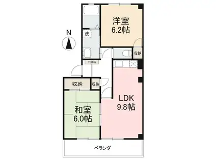 ファミリア大橋(2LDK/1階)の間取り写真