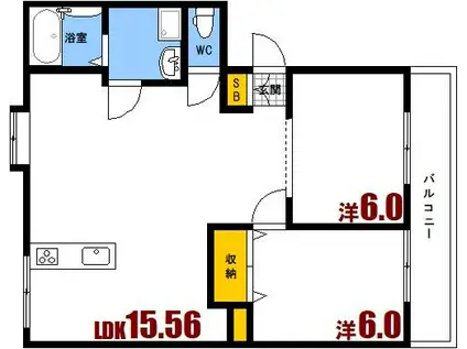 ネットビル9(2LDK/4階)の間取り写真