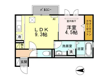 CLE DU BONHEUR3(1LDK/1階)の間取り写真