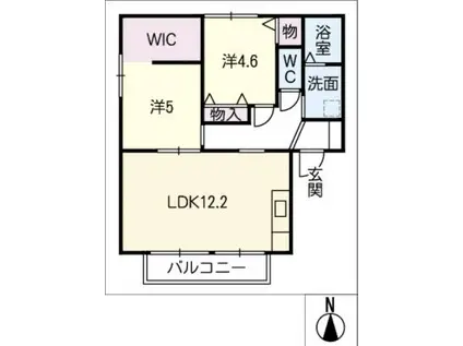 グリーンサイド C棟(2LDK/1階)の間取り写真