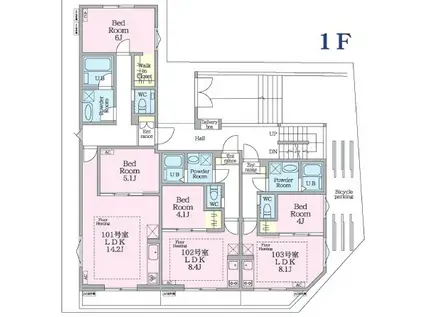 CHARMEROGERRESIDENCE(1LDK/1階)の間取り写真