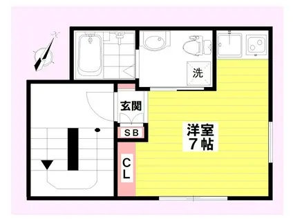 プロムナード浅草千束(ワンルーム/3階)の間取り写真