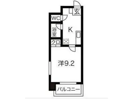 メゾンフルール榴岡(1K/3階)の間取り写真