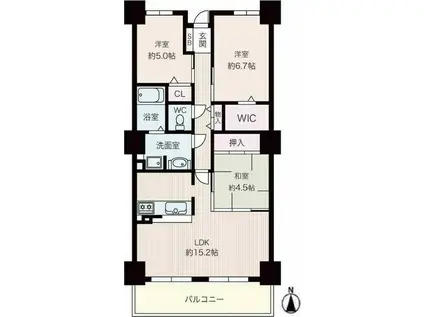 リバーカントリ―ガーデン京橋(3LDK/22階)の間取り写真