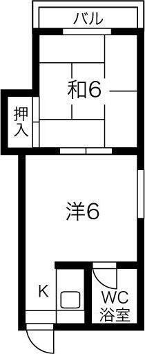 松栄栢ノ木ビルA棟(2K/2階)の間取り写真